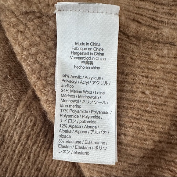 J. Crew Camel Tan Stretch Wool Cable Knit Crewneck Sweater Womens Medium - Picture 6 of 8